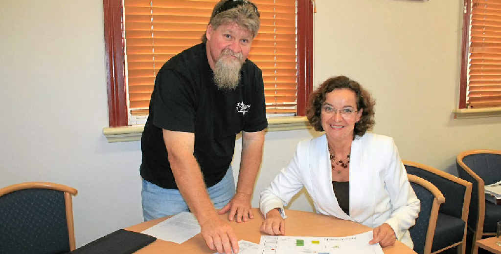 Warwick State High School P and C president Mark Wheeldon and principal Cheryl Dossetto look over the master plan. Warwick State High School P and C president Mark Wheeldon and principal Cheryl Dossetto look over the master plan.